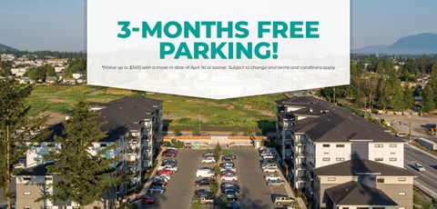 a picture of a parking lot with a banner saying 3 months free parking